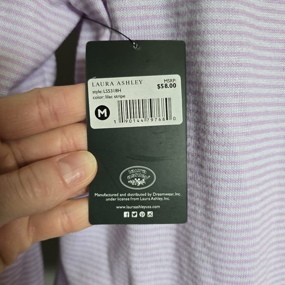 NWT Laura Ashley Lilac Stripe Long Sleeve Top - Medium - Picture 2 of 8